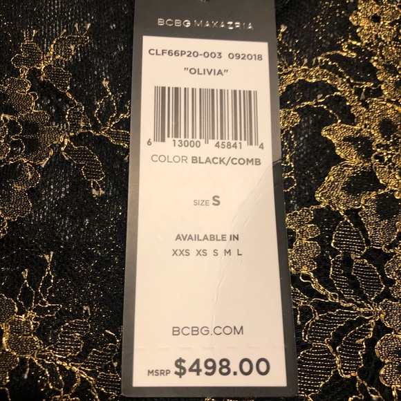 NWT BCBG Max Azria Olivia Metallic Gold Maxi Dress - Picture 5 of 8